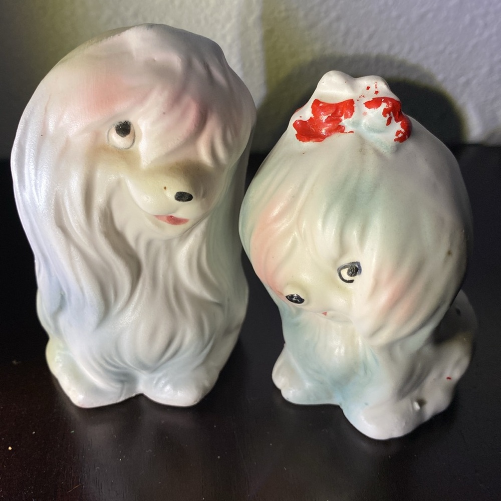 Vintage Lefton Numbered, Puppy Dog Maltese Salt and Pepper Shaker Set